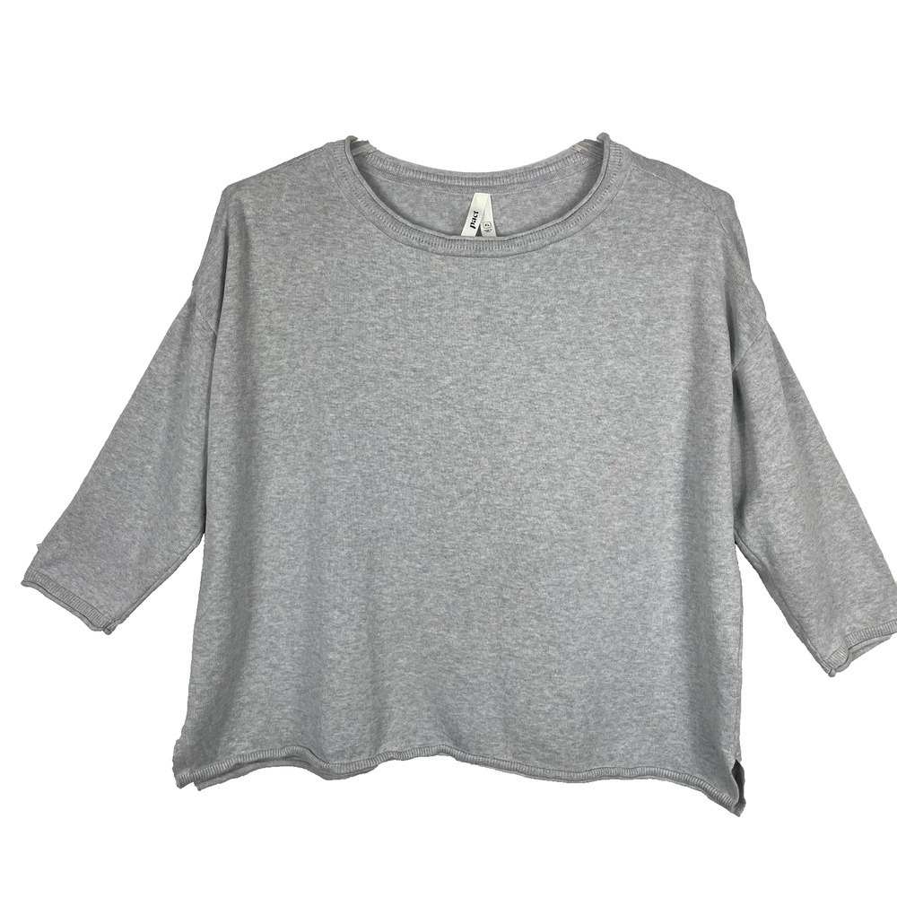 Pact Organic Cotton Fine Knit Sweater Women’s XL Gray Wide Neck Boxy Boho Soft